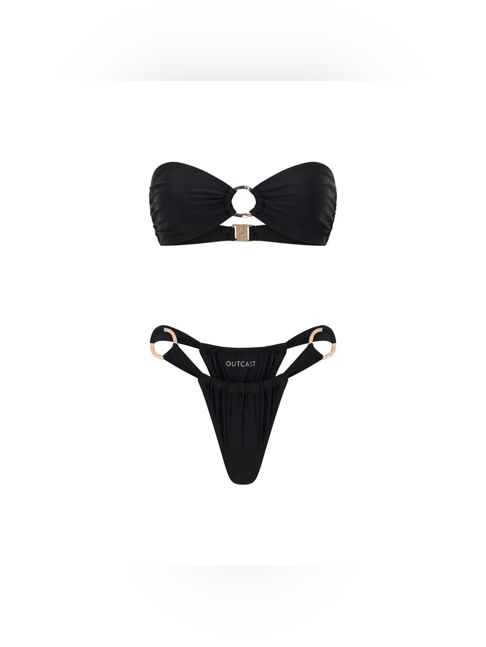 Outcast Clothing Denver Bikini Set Black Gold O Ring Hardware Minimalist Swim